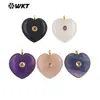 Wt-P2087 Exportación al por mayor Accesorios populares Fluorita Natural Amatista Obsidiana Corazón con Circonita Incrustada Colgante
