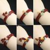 Pulsera de Cinnabrio Natural de Dos Círculos al por Mayor, con Perlas de Arena Púrpura Dorada Hechas a Mano, Pulsera de Cinnabrio de Alta Gama con Palabras de Bendición, Joyería de Verano para Mujer