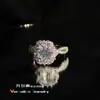 Vestido de Novia Versa Flor de Cerezo Japonés Estilo Niche para Chica con Anillo Cobre Blanco Chapado en Oro Moda Boca Viva Incrustado Diamante Anillo de Boca Cerrada