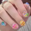 Lindas Piezas para Uñas de Dibujos Animados Anime Bob Esponja Piezas Japonesas Cortas Redondas Piezas de Uñas Postizas Removibles