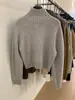 Suéter Corto Suéter de Lana Pura Francés Holgado Cuello Alto Tejido para Mujer Otoño e Invierno Engrosado Pequeño Elegante Hilo Floral Top