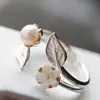 Joyería de Plata al por Mayor Nafoge con Apertura de Perla Natural Anillo de Plata Tailandesa Anillo Vintage de Plata de Ley 925 para Mujer