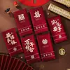 Envelope Vermelho de Casamento Alta Qualidade Peônia em Relevo Rosa Mil Yuan Estampagem a Quente Caractere Alegre Saco de Envelope Vermelho Presente de Casamento Saco de Envelope Vermelho