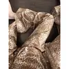 Pijama de luxo leve, estampa de leopardo de alta qualidade para mulheres, nova coleção de outono, conjunto de calça longa e manga longa de seda gelada, loungewear de corte solto que também pode ser usado como roupa externa