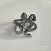 Anillo de Flor de Rosa Envuelto en Serpiente, Anillo de Rosa y Serpiente, Regalo de Cumpleaños Año del Zodíaco, Venta al por Mayor Versátil y a la Moda