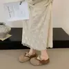 Sandalias Casuales de Suela Gruesa para Aumentar la Altura Estilo Retro Coreano con Puntos y Malla Hueca Mocasines Cerrados Estilo Birkenstock para Mujer 2026