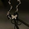 Collar con lazo de cinta y diseño de nicho de moda, estilo hip hop, estilo mariposa, estilo metal oscuro, dulce y genial