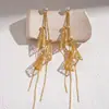 Brincos de Corrente de Amor Geométricos Vazados com Textura Cravejados de Diamante Galvanizados com Ouro Real 18K Brincos de Nicho de Alta Qualidade