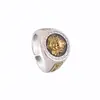 Anillo Vintage Amarillo del Dios de la Riqueza para Hombres, Moderno, Único, de Alta Gama, Estilo Étnico, Anillo para Dedo Índice, Anillo Abierto de Imitación de Plata Tailandesa de Moda