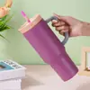 Nuevo Vaso Termo de Acero Inoxidable 304 de Aspecto Elegante Vaso para Coche de Gran Capacidad Montado en Coche Vaso Portátil para Hielo con Pajita