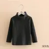 Versão coreana de camisa base de algodão escovado de gola alta para crianças, meninos e meninas, casaco base de algodão não desbota e não faz bolinhas