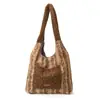 Bolsa de Retazos de Felpa Nueva Otoño e Invierno 2025 Bolso de Hombro a Cuadros Rojo Navideño Bolso Tote Rayado Versátil de Nicho