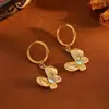 Conjunto de Pingentes de Borboleta Moda Personalizada Europeia e Americana Corrente de Aço Inoxidável Doce Dourado e Prateado Animal Strass Colar e Brincos para Mulheres