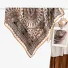 Nuevo pañuelo cuadrado de seda de doble cara con patrón de espiga bicolor para otoño e invierno de 90 cm, pañuelo y chal de moda con margarita verde de doble uso