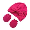 Nuevo Gorro para Bebé con Orejas de Conejo, Gorro Indonesio, Diadema Estampada, Guantes Antirrayaduras para Bebé, Juego de Tres Piezas, Gorro para Bebé