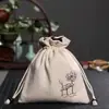 Bolsa Grande para Armazenamento de Xícaras de Chá com Forro de Algodão, Bolsa Portátil Espessa com Cordão para Xícaras de Chá