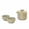 Tetera de Cerámica Rústica y Dos Tazas Set de Té Portátil para Viajes Montado en Coche Set de Té de Cerámica Kung Fu Tazas de Té Tetera