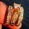 Wish Anillo de Zirconia Microincrustada Explosivo de Venta Caliente Juego de Tres Piezas Anillo de Zirconia de Lujo para Pareja Joyería Europea y Americana para Mujer
