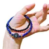 Pulseira de Design com Lápis Lazúli Natural e Ágata Negra de 4mm