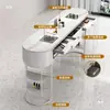 Conjunto de Mesa e Cadeira para Manicure Japonês Simples Duplo Mármore Aspirador de Pó Pintura Eletrostática Celebridade da Internet Mesa de Manicure de Camada Dupla Estilo Creme