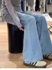 Jeans Plus Size para Mulheres com Cintura Alta, Sem Barra, Coleção Primavera/Outono 2025, Novo Look Emagrecedor, Calças Largas, Comprimento Total, Levemente Flare