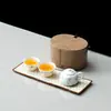 Conjunto de chá portátil Qingzhu para uma panela e duas xícaras para viagem ao ar livre, copo rápido para acampamento de carro, estojo de couro de alta qualidade, conjunto de chá para viagem de negócios