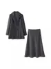 Nuevo traje de falda sobrepuesta de doble botonadura para mujer al por mayor de comercio exterior de AliExpress ZR en stock