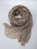 Bufanda Retro de Algodón y Lino Azul Marino para Mujer, Bufanda de Cuello Fina Artística de Lino Plegado para Viajes a Yunnan con una Tira Larga y Sensación Atmosférica