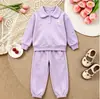 Conjunto Esportivo Europeu e Americano Infantil Transfronteiriço Outono e Inverno Desenho Animado Crianças Gola Polo Manga Longa Moletom e Calça Conjunto de Duas Peças