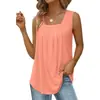 Verano 2025 Amazon Temu Más Vendido Europeo y Americano Estilo Nuevo Color Sólido Casual Sin Mangas Plisado Camiseta Sin Mangas Comercio Exterior Transfronterizo Ropa de Mujer