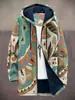 2025 Cardigan Casual con Cremallera y Capucha para Hombre con Patrón Multicolor de Algodón Chaqueta con Forro Gris DIY