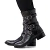 Sapatos de Couro de Cano Alto Bico Fino para Primavera e Outono, Botas Masculinas de Cano Médio Estilo Britânico, Botas Martin com Forro de Lã Estilo Coreano, Botas de Couro Masculinas Modernas