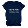Rescato Libros Amazon Ebay Sitio Independiente Casual Simple Cómoda Camiseta de Manga Corta con Cuello Redondo para Mujer