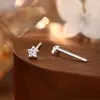 Aretes de Plata Pura S999 de Estrella y Luna, Tachuelas Pequeñas Naturales Estilo Ins Simple para el Día a Día, Joyería Elegante para Piercing