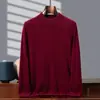 Novo Suéter Masculino 100% Caxemira Outono/Inverno 2026, Gola Alta Dupla Camada, Suéter de Tricô Tamanho Grande, Camada Base