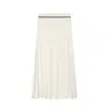 Atacado de roupas femininas transfronteiriço 2026 estilo europeu e americano top sem mangas com nó de gravata, textura de cetim de seda, com cintura elástica, saia midi