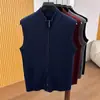 Comércio Exterior 2026 Outono/Inverno Colete de Tricô Masculino Sem Mangas Malha Colete Gola Alta Meio Zíper Pulôver Colete de Cor Sólida