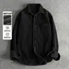 Camisa de veludo masculina estilo americano, venda quente transfronteiriça, top solto para primavera e outono, manga longa, camisa retrô, peça externa, plus size