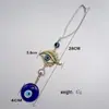 Larga Cadena de Cuentas de Cristal Blanco con Ojo Turco Azul y Colgante de Mariposa para Coche, Decoración de Pared