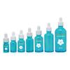 Frasco de óleo essencial azul 5-100ml, frasco Boston de capacidade múltipla, conta-gotas de borracha, frasco de óleo essencial de fábrica, atacado