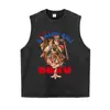 Camiseta Estampada Oversize Street Anime Mangá Roupas Masculinas Mangá Japonês Algodão Solto Manga Curta Masculina e Feminina Transfronteiriça
