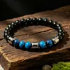 Amazon Shein Tk Pulsera de Venta Caliente Transfronteriza Piedra de Ojo de Tigre Tricolor Obsidiana Pulsera Magnética Venta al por Mayor desde el Fabricante