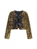 Comércio Exterior Transfronteiriço Spot Estilo Europeu e Americano Roupas Femininas 2025 Novo Festa Design de Alto Padrão Jaqueta de Lantejoulas com Laço
