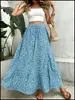 2026 Nueva Falda Floral de Línea A Europea y Americana para Primavera, Verano, Otoño, Falda Media de Cintura Media, Falda Larga de Dobladillo Ancho Transfronteriza de Amazon