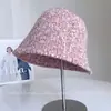 Sombrero de Pescador de Punto de Color Mixto Japonés para Mujer Otoño Invierno Nuevo Versátil Casual Sombrero de Pescador Protección contra el Frío al Aire Libre Sombrero de Cubeta Cálido