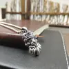 Colgante vintage s925 al por mayor lindo gatito animal sombrero plata esterlina pulida cadena para suéter para hombres y mujeres simple japonés y coreano