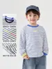 Camiseta de Manga Larga a Rayas Estilo Europeo para Niños Otoño 2026 Nueva Ropa Infantil Primavera y Otoño Camiseta Base para Bebés