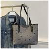 Bolso Tote de Hombro Casual Portátil con Estampado de Lunares y Lazo 2024 Nueva Moda Tendencia Gran Capacidad para Mujeres