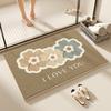 Alfombra de Piso Floral para Baño Suave Felpa Imitación Cachemir Alfombra Doméstica para Inodoro Absorbente Felpudo para Puerta Resistente al Desgaste para Baño