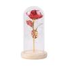 Tienda Directa de Fábrica Flor Eterna Cubierta de Vidrio Color Dorado Hoja de Oro Rosa Dorada Flor Artificial Luz LED Emisora de Luz Regalo Creativo Festivo